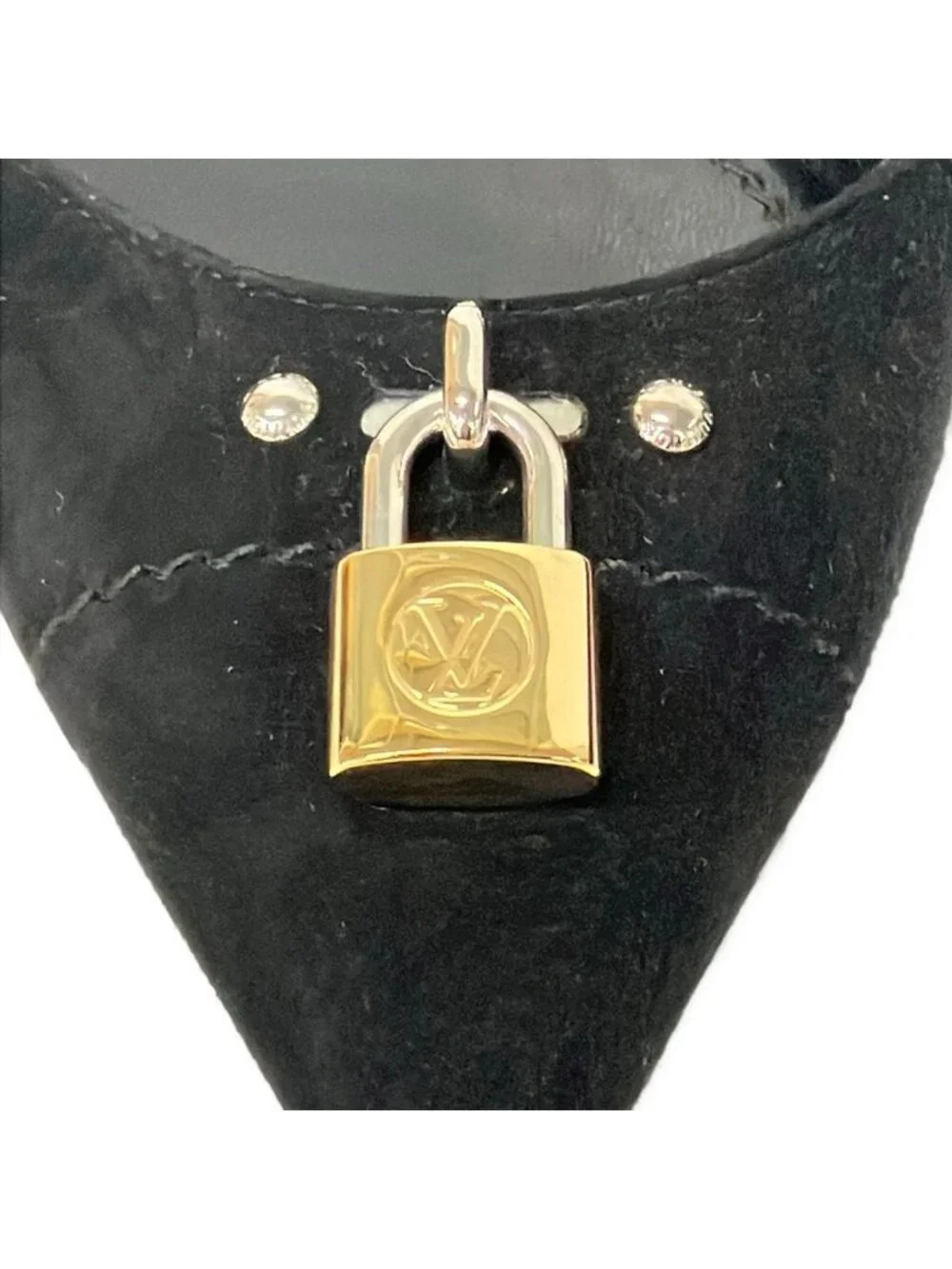 Louis Vuitton Sandals 36.5 Black Silver Gold